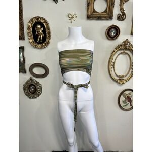 Cheryl Creations Vintage Y2K Metallic Psychedelic Tube Top Size S